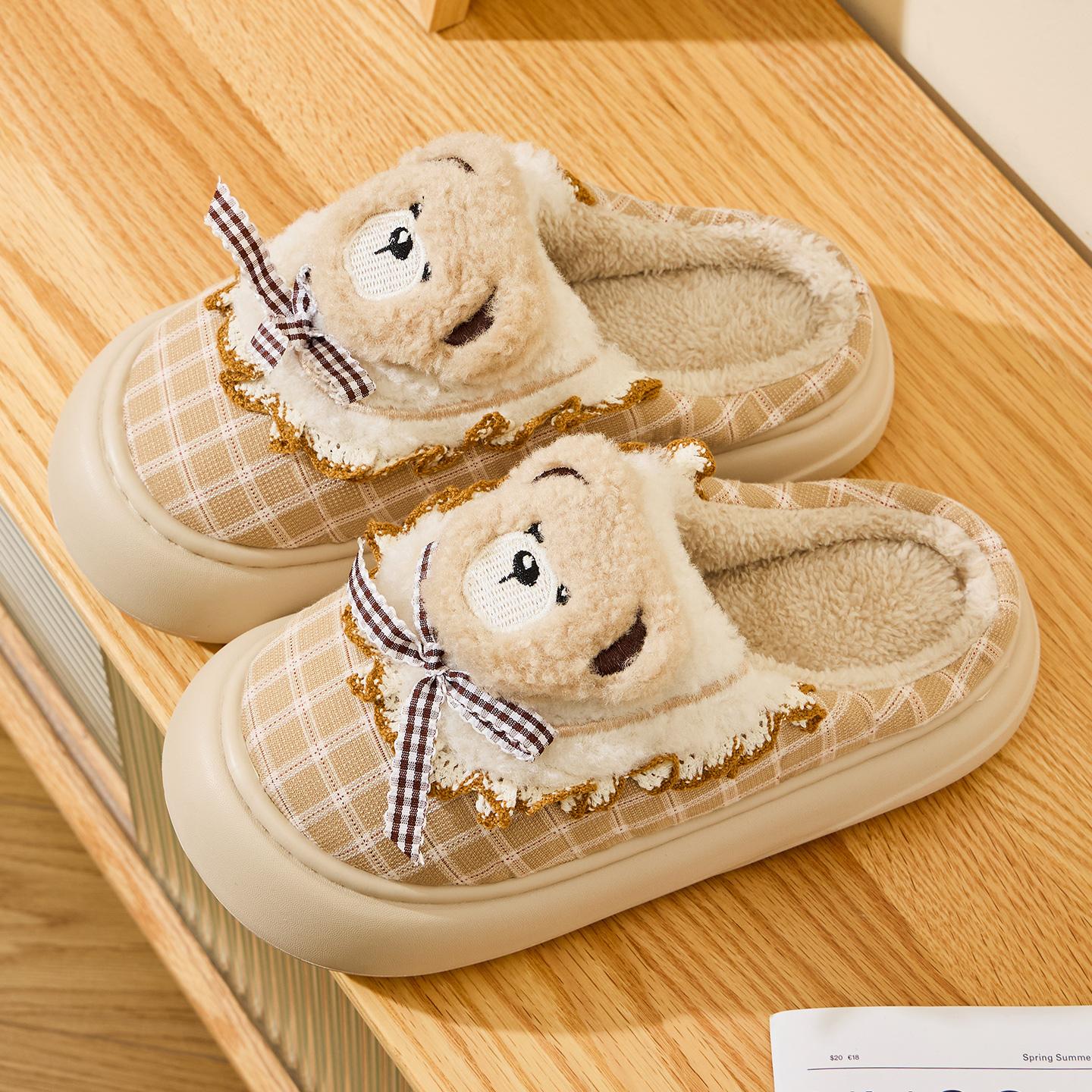 

Зимние женские домашние тапочки плюшевые теплые с толстой подошвой шлепанцы дышащие мягкие нескользящие тапочки для дома и улицы мужские повседневные тапочки 40-41 коричневый