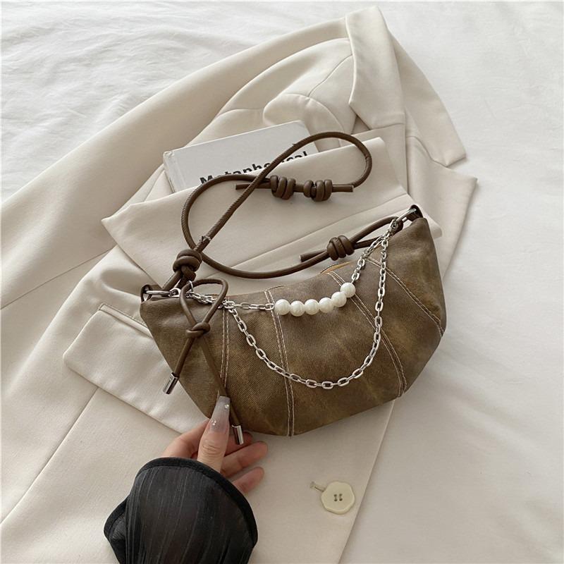 Denim Bag Women's New Trendy Niche Commuter Shoulder Bag Casual Trendy Brand Popular Messenger Croissant