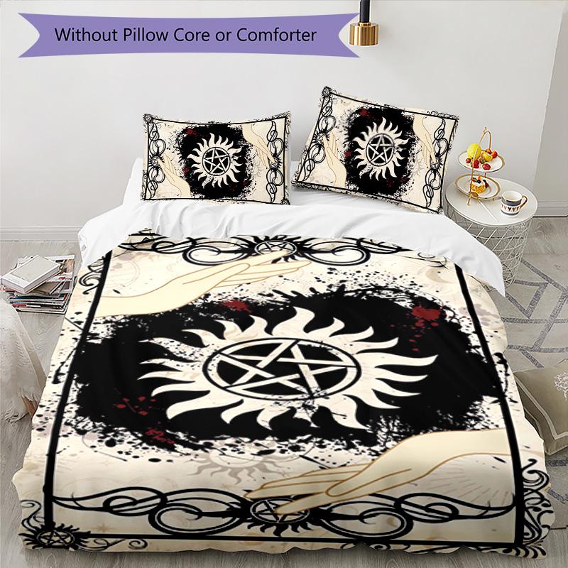 Supernatural 3pcs Bedding Set Duvet Cover Closure Includes 1 Duvet Cover & 2 Pillowcases for All Seasons Bedroom Home Dorm Decor