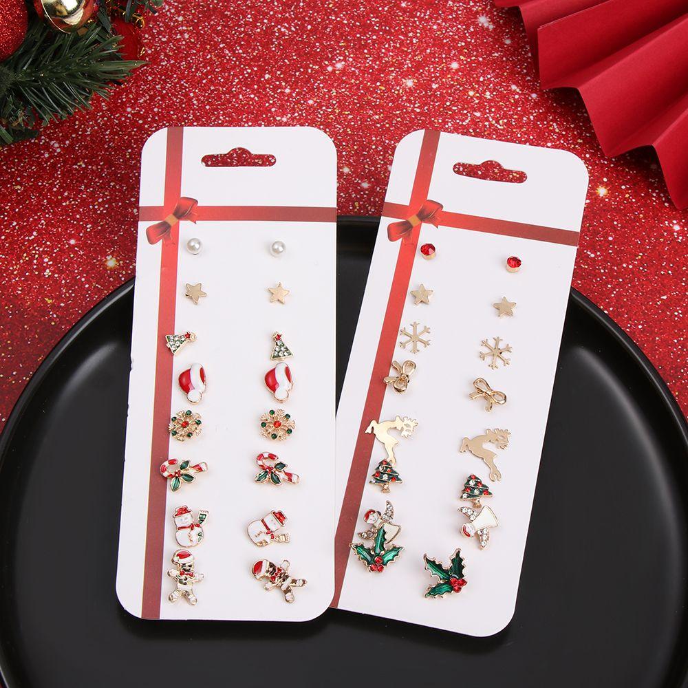 8pairs Women New Year Jewelry Accessories Drop Dangle Ear Studs Christmas Earrings Set Ear Pendants