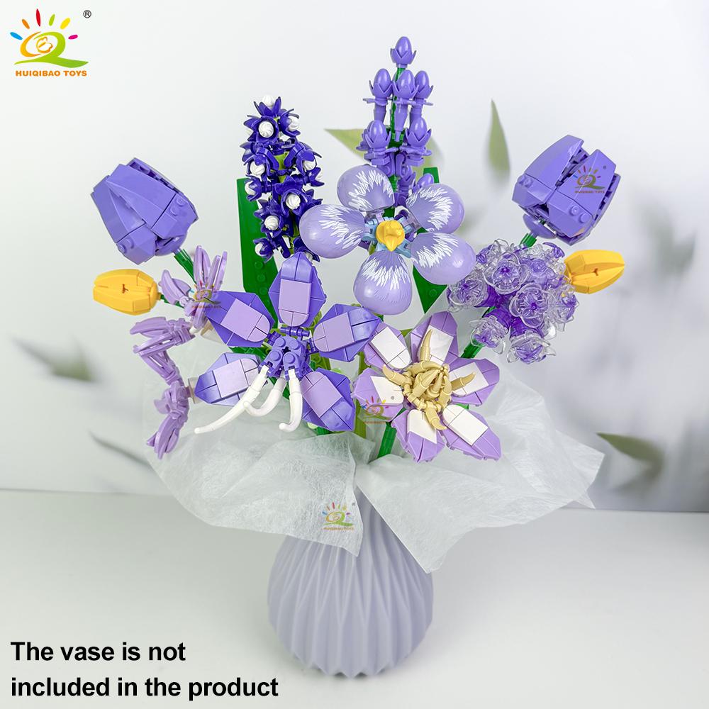 Non-Toxic Moc Flower Model Building Block Set Diy Eternal Bouquet Bricks Kit Toy For Children Home Desk Decoration Xmas Gift