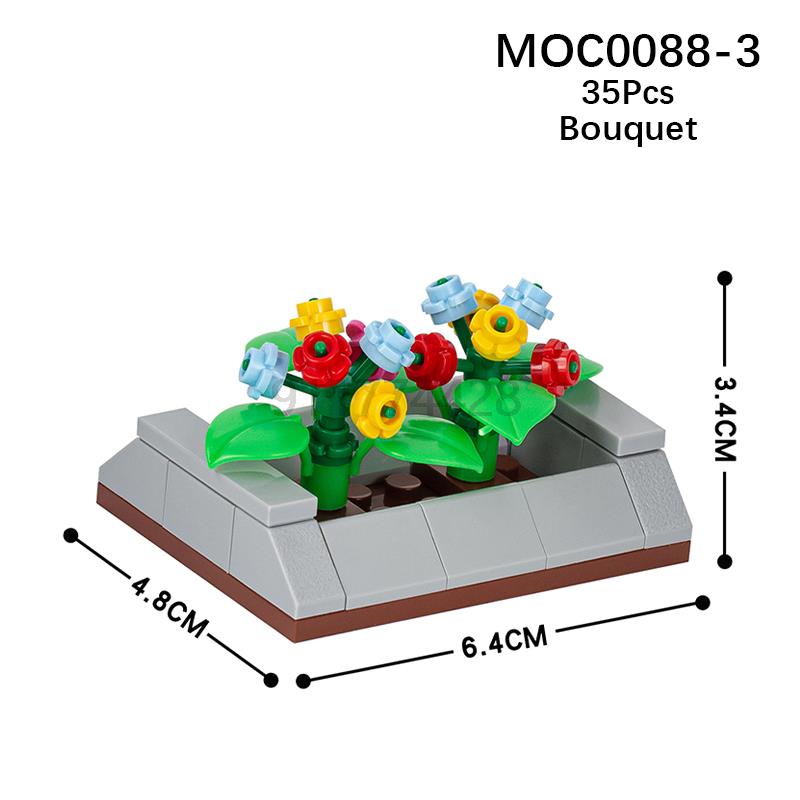 MOOXI Stadtfarm MOC Teile Figuren Bausteine Set Pflanze Baum Blatt Blume Gras Garten Modell Freunde Steine Spielzeug für Kinder