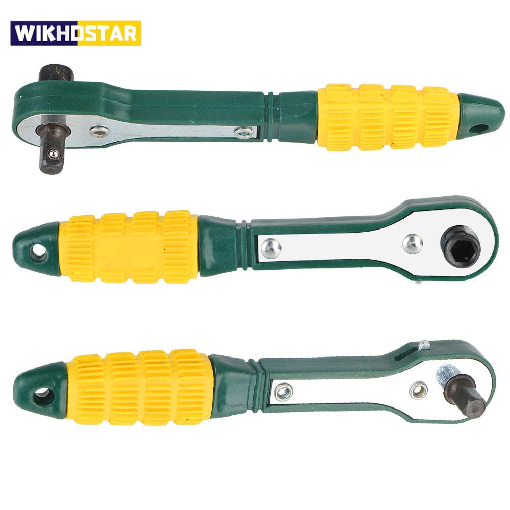 Cheie cu clichet reglabilă pătrată 2 în 1 cu hexagon Adaptor practic 1/4 inch Șurubelniță Soclu Tijă Cheie cu clichet cu soclu rapid Instrumente