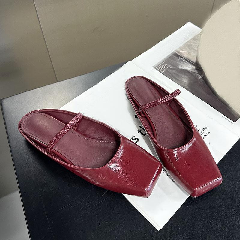 Fashion Big Size Fashion Square Toe Ladies Flats Sandals Slides Shoes Female Slip On Footwear Women Flats Sandals Slippers Shoes Mules