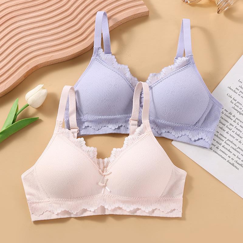 Japanese Lace Lingerie for Girls Junior High School Students Without Steel Hoop Bras High School Students Thin Cup Developmental Bras
