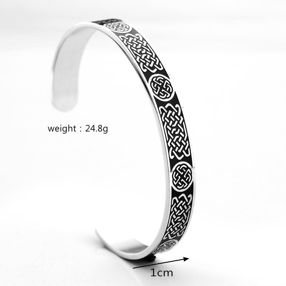 Vintage Stainless Steel Open C-Shaped Solid Celtic Knot Bracelet Unisex