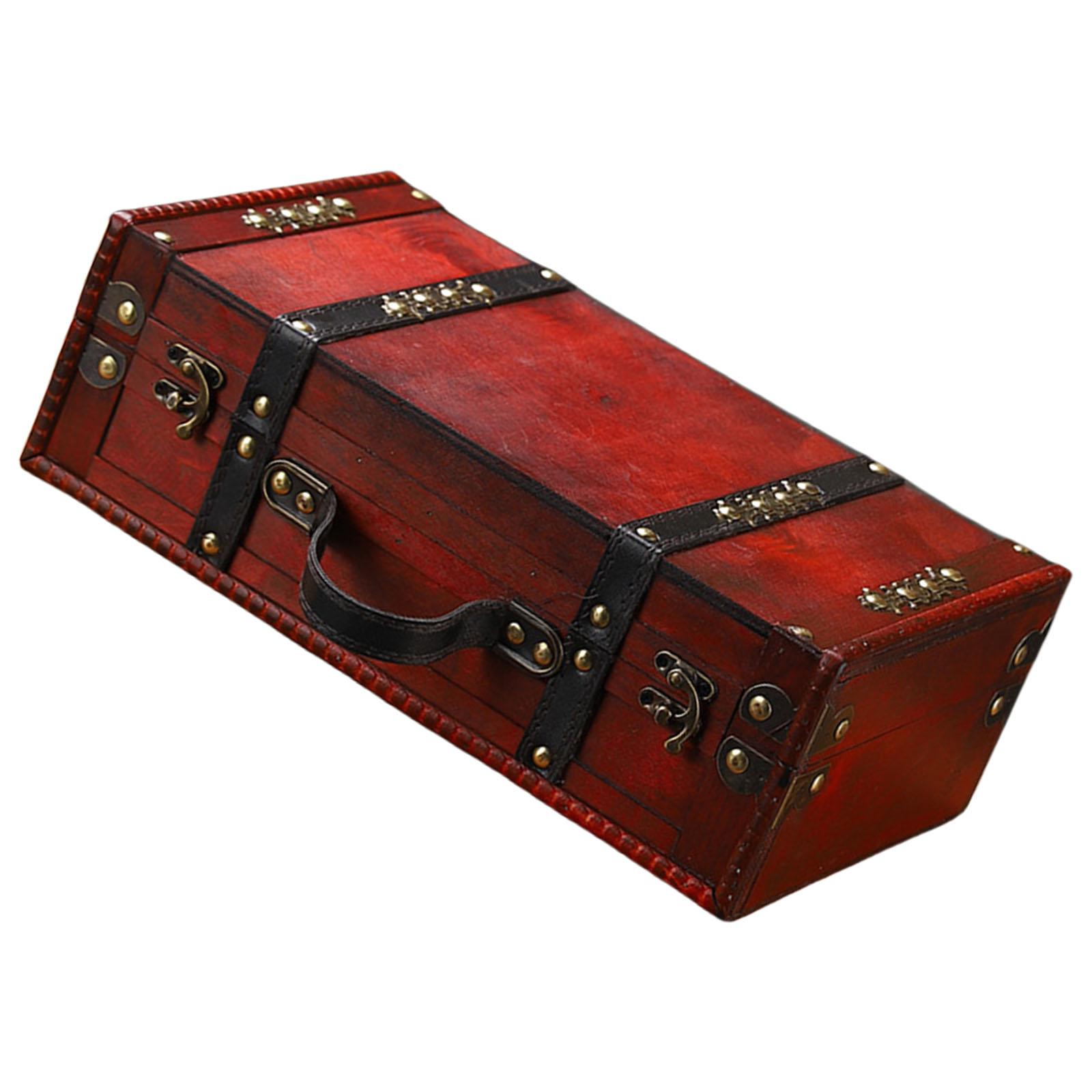 

Винтажная деревянная шкатулка для хранения ювелирных изделий в старинном стиле, ручные органайзеры для ювелирных изделий и предметов домашнего декора для повседневного использования красный