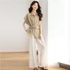 Fashion Suit Women's  New Design Sense Casual Tencel Short-sleeved Shirt Wide-leg Pants Two-piece Set