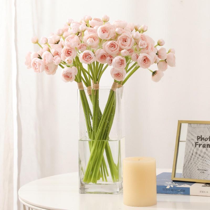24 teste di fiori di camelia artificiale peonia rosa bouquet sposa fiore per la decorazione della casa dell'ufficio della festa nuziale
