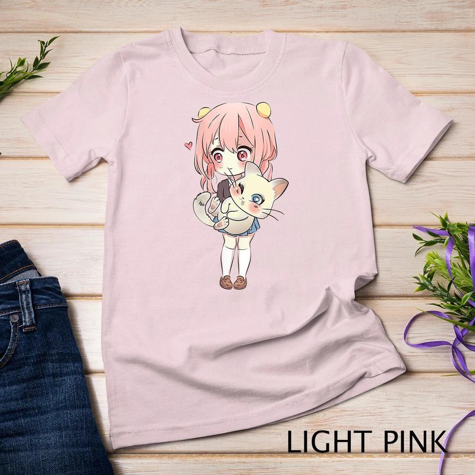 Womens Anime and Cats Lover for Teen Manga kawaii Graphic Otaku Unisex T-shirt 6 S