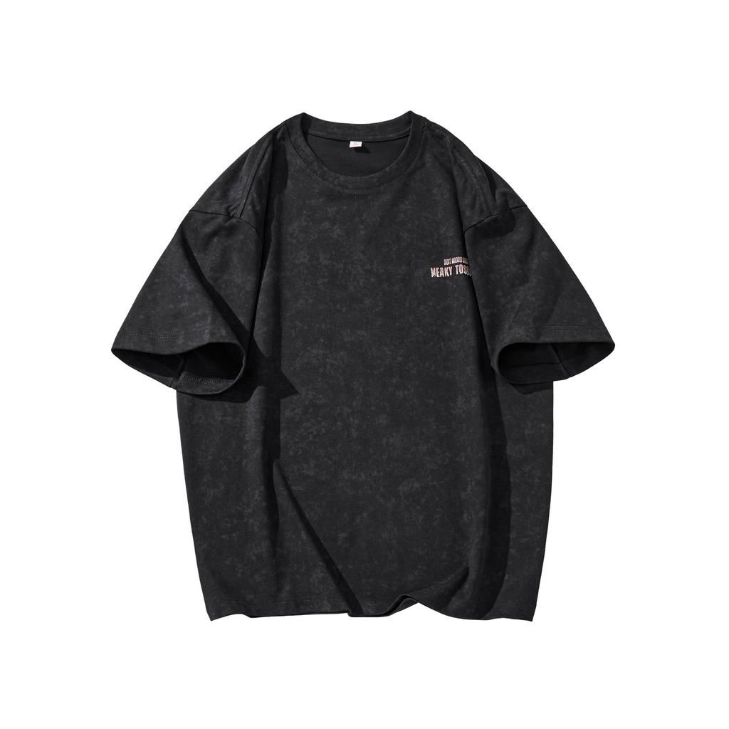 Short-sleeved T-shirt Men's Summer Heavy Cotton Printed T-shirt Loose Round Neck Half-sleeved Top