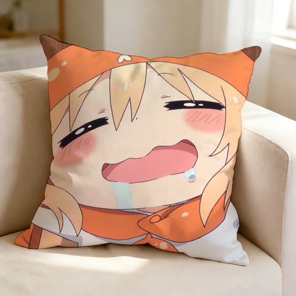 DDoma Umaru Anime HHimouto Umaruchan  Pillow Case Square DoubleSided Sofa Cushion Cover Bedroom Bedside Pillow