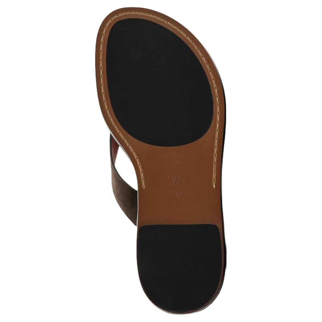 Zara Limited Edition Fashion Comfortable Leather Flip Flops Men Footwear Black Brown 12790520800