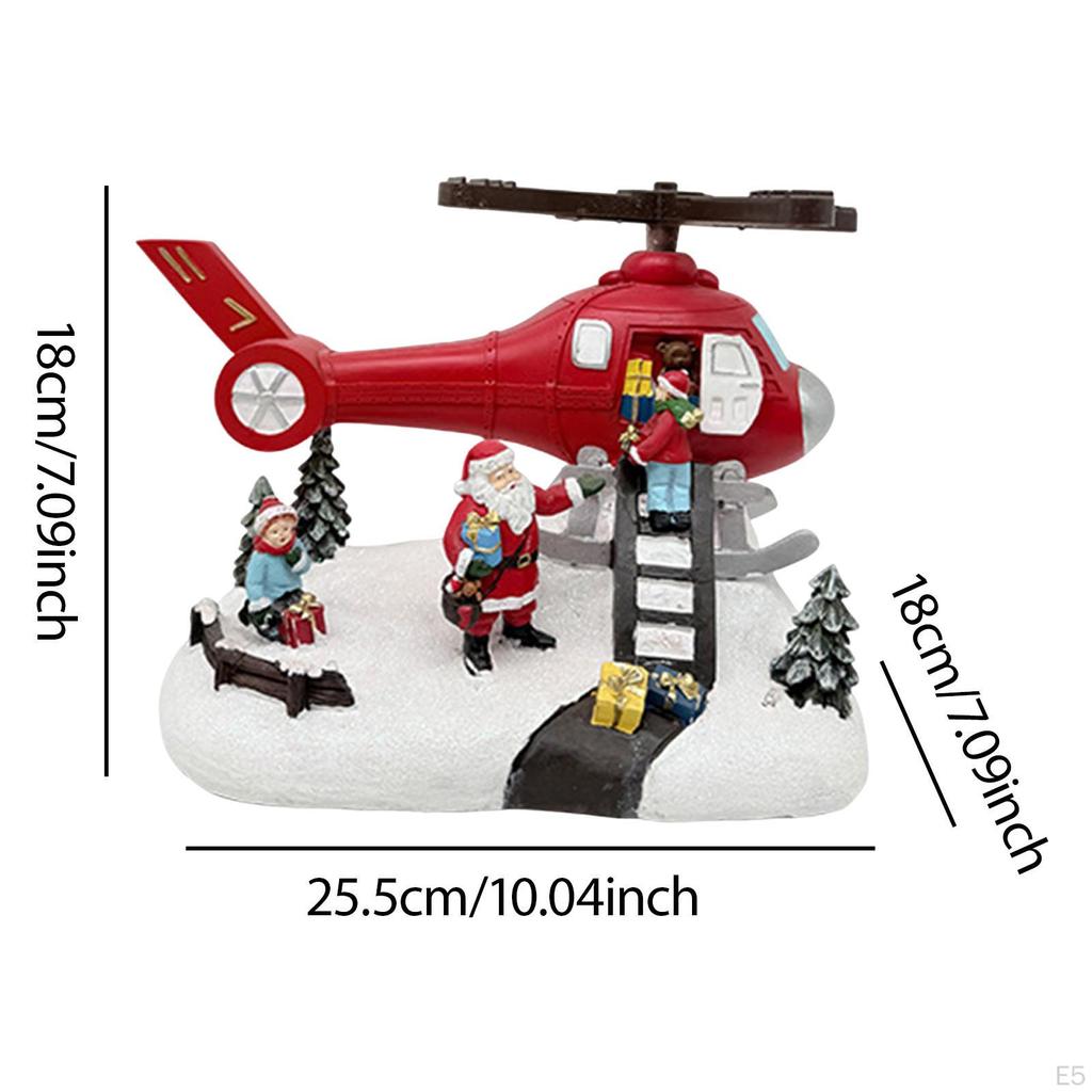 Christmas Music Box Helicopter Statue Home Decor for Kids Adults Santa Claus Figurine