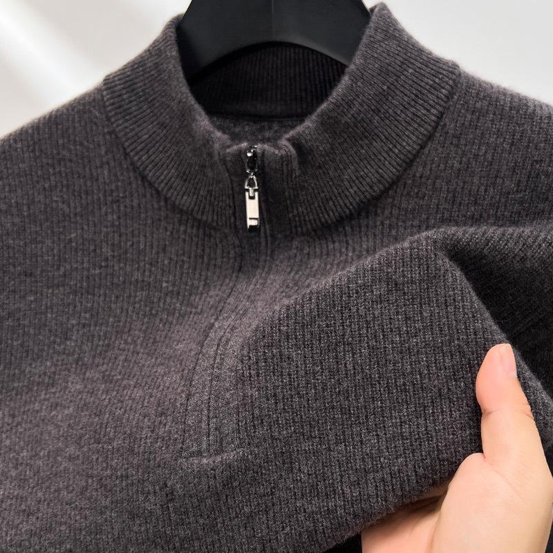 Herren Premium 100% Wolle Dicker Winterpullover mit Jacquard-Design