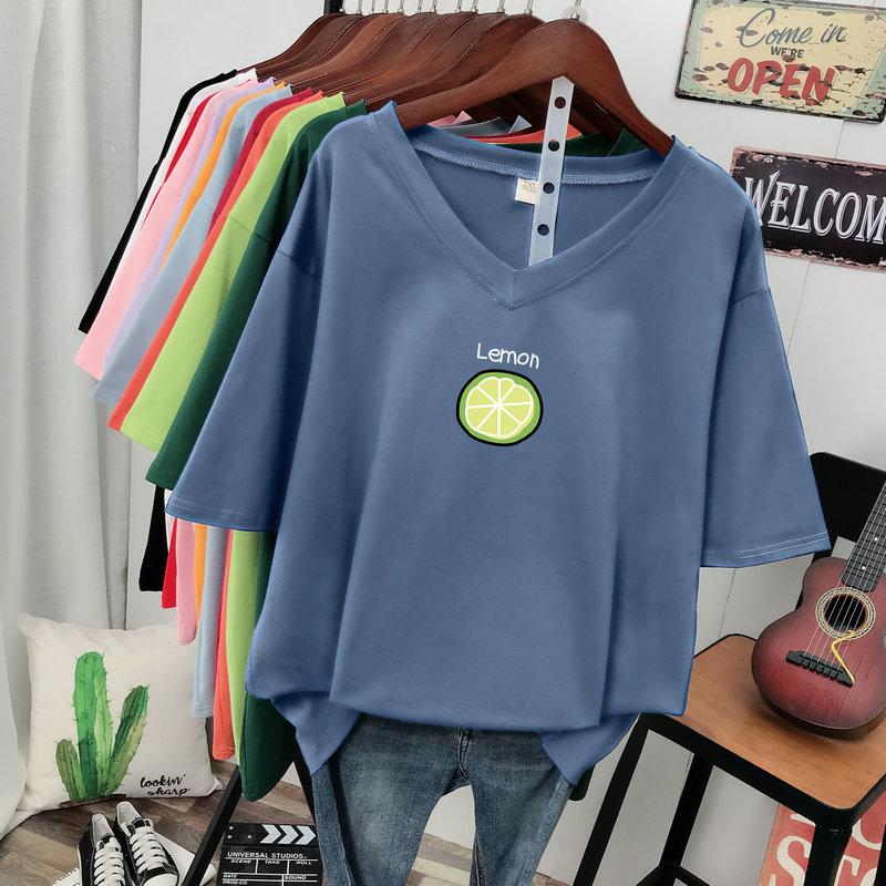 

Футболка с коротким рукавом, Свободного кроя, Приталенный топ с V-образным вырезом с принтом для женщин 5XL королевский синий