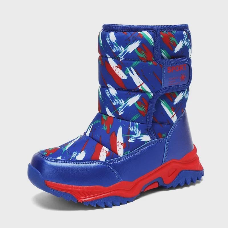 2024 Kinder High-Top Schneestiefel: Jungen Dicke Samt Warme Baumwollschuhe für Winter