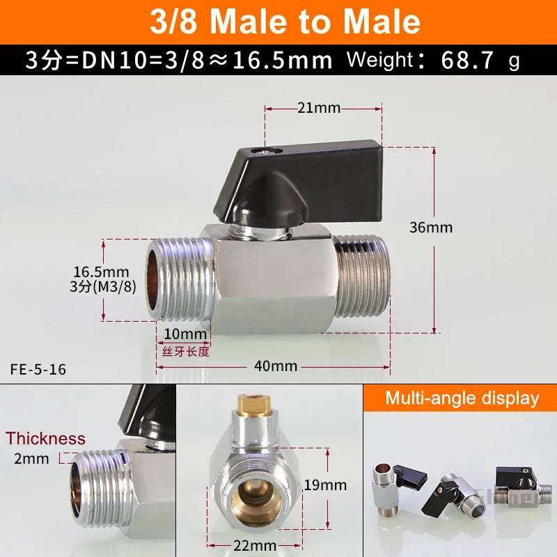 Air Compressor Water Gas Oil Shut Off Valve Brass Ball Valve BSP Threaded Black Mini Valve Male To Female