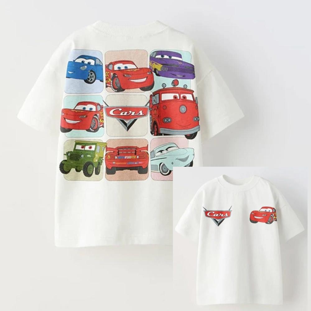 Car Cartoon Tees Tops For Boy Clothing Summer Fashion Children Short Sleeve Clothes Printed Pattern T-shirts Loose Casual Tshirt