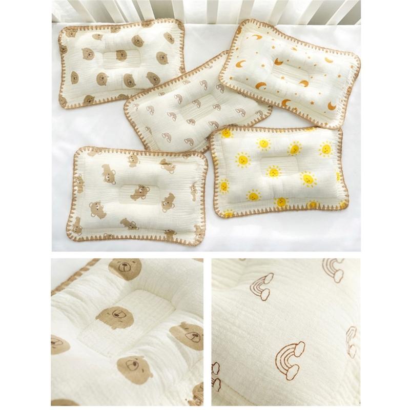 Newborn Pillow Baby Head Pillow with Cartoon Pattern Soft Breathable Neck Support Baby Pillows Travel Pillow Baby Supply