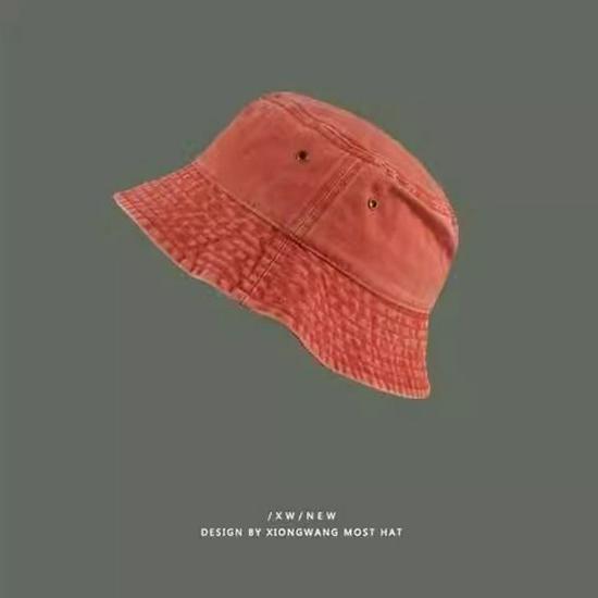 Hong Kong Retro Washed Denim Bucket Hat - Fashionable, Distressed, Versatile, Breathable Sun Hat for a Slim Face Look.