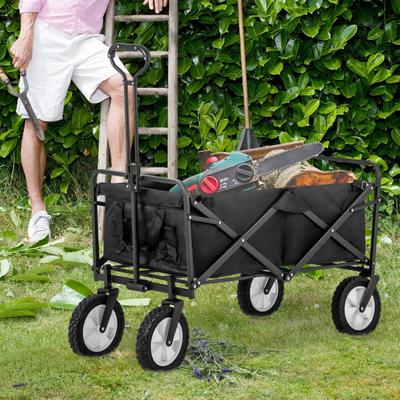 Chariot de Camping en Tissu Oxford, Chariot Pliant Pliable avec Freins, Chariot de Jardin Robuste avec Roues Tout-Terrain, Chariot de Plage,