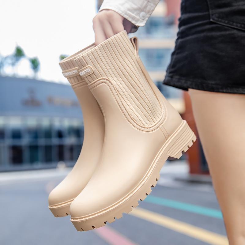 rain boots women's waterproof rain shoes women's outdoor new water shoes waterproof and wear-resistant water shoes platform rubber shoes women