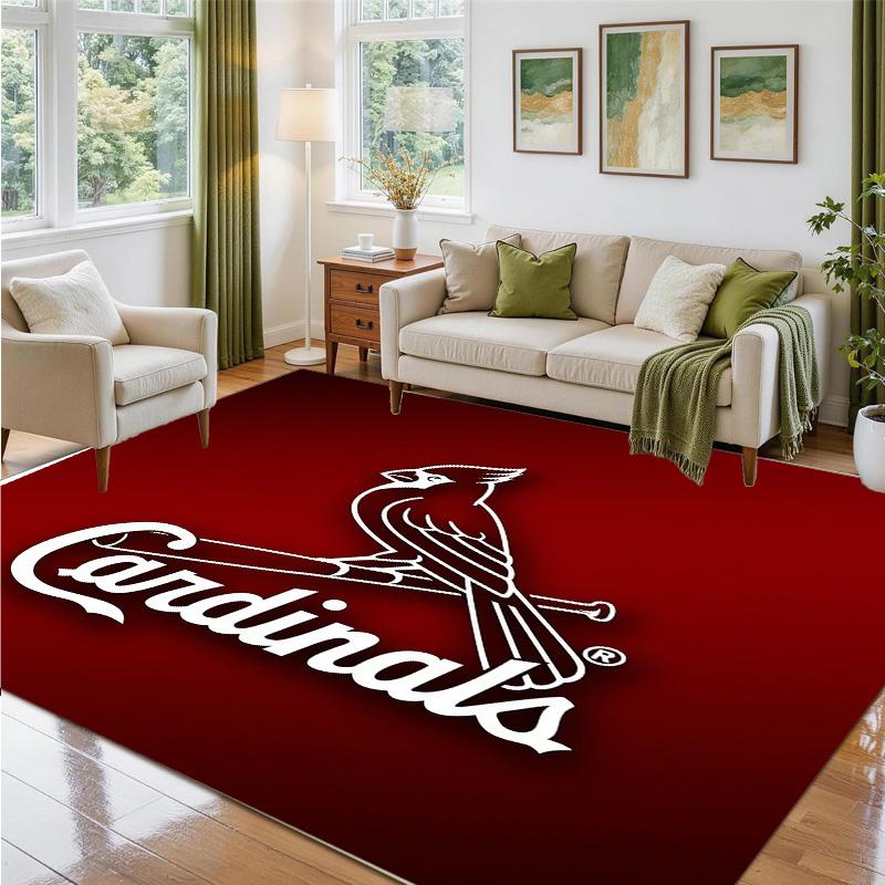 St. Louis Cardinals Design Crystal Velvet Rug Soft Decorative Mat for Bedroom Entrance