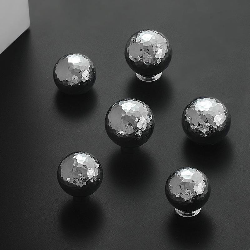 Brass Silver Ball Furniture Pull Handles Hand-Forged Hammer Cabinet Handles Door Drawer Knob Kitchen Wardrobe Cupboard Pulls