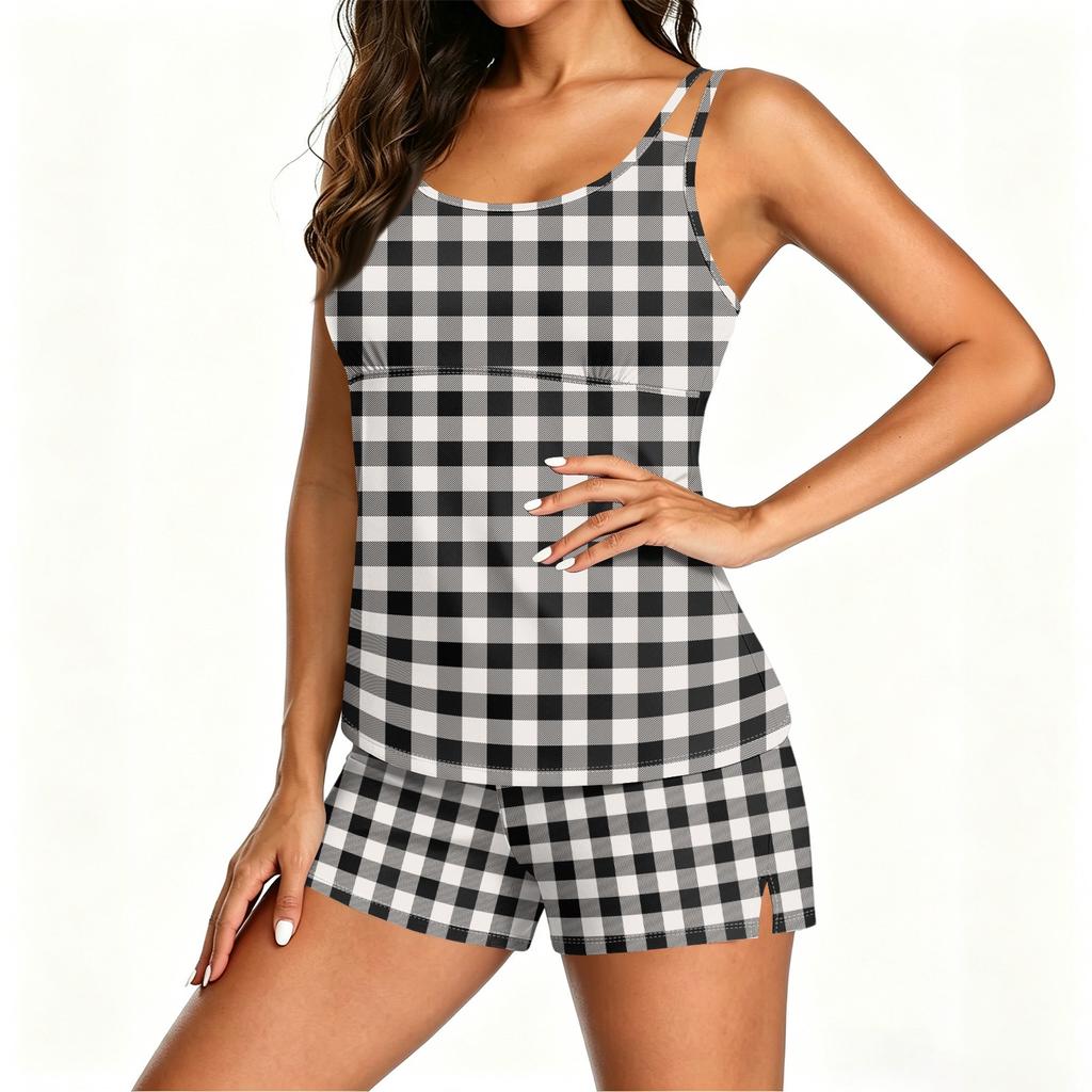 Sleeveless Tank Top and Shorts Set for Women Striped Scoop Neck Two Piece Sleepwear Loungewear Summer Casual Outfit