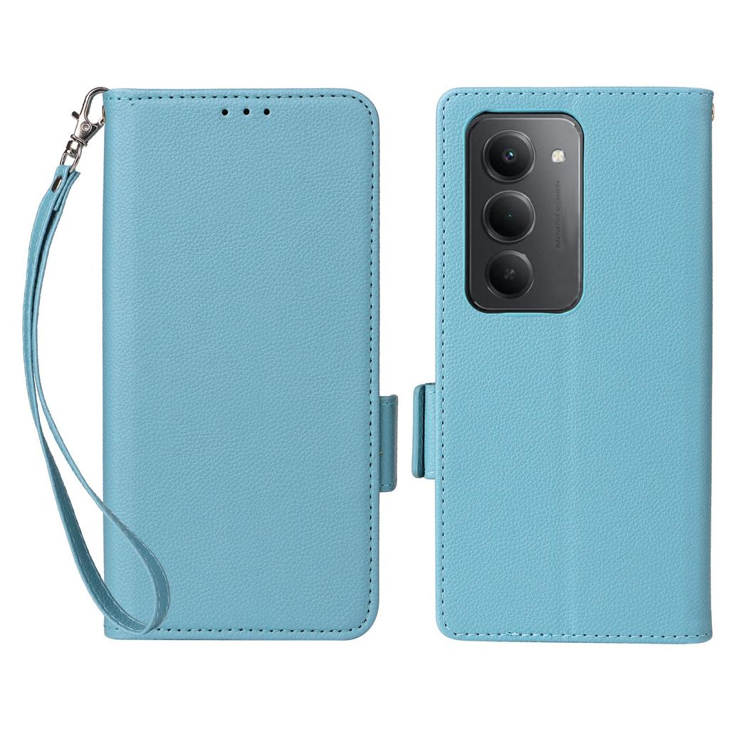 Para Xiaomi Redmi 15 5G (Global) (169mm) Capa com Alça de Pulso Textura Lichia Couro PU Carteira Capa de Celular