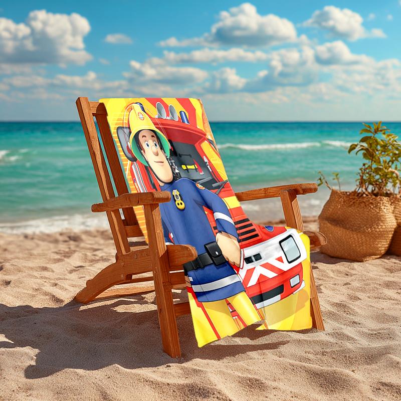 1Pc Fireman Sam'S Rescue Mission Beach Towel, Quick Dry, Multi-Use for Beach Pool Gym Yoga Home Travel, Christmas, Halloween, Xmas Gift M928518