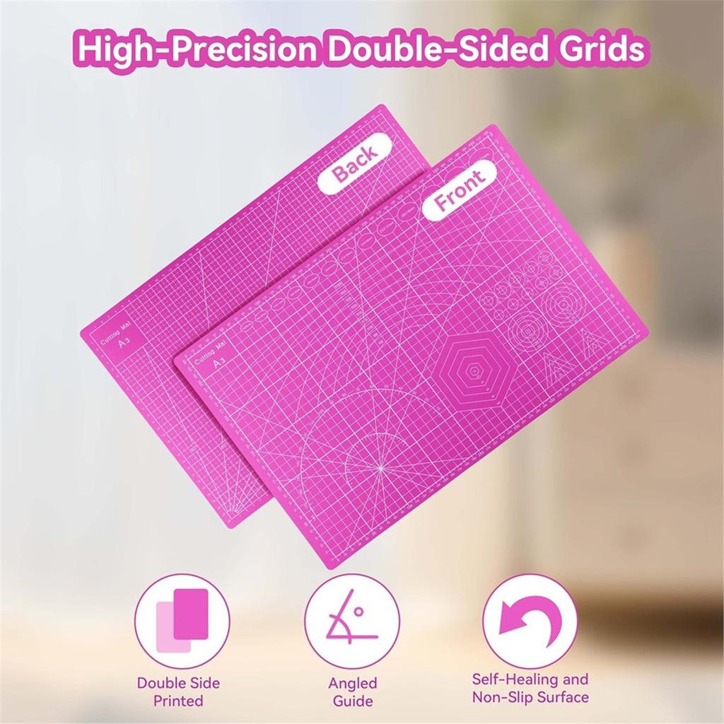 3 Pcs Self Healing Cutting Mat, Double-Sided Non-Slip Rotary Cutting Board for Rotary Cutting, Sewing, Quilting,Crafting
