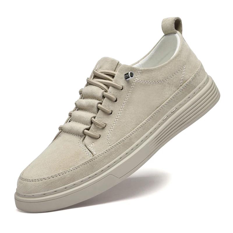 Fashion Men Fashion Casual Shoes British Style Man Skateboard Footwear Suede Leather Business Formal Shoes Cow Leather Soft Men Sneakers