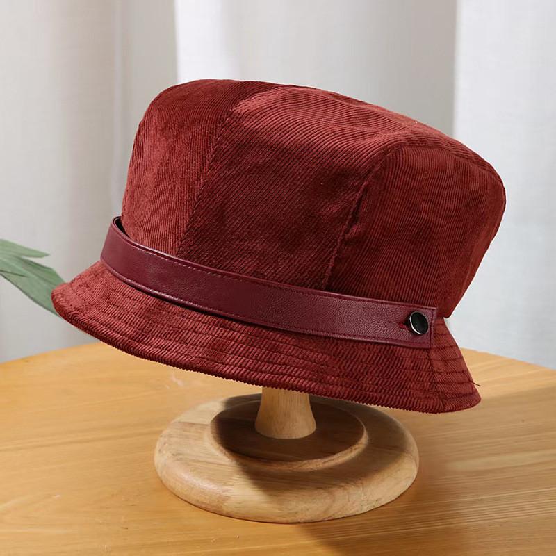 

Classic Corduroy Fisherman Hat For Women With Sun Protection For Fall Winter Style червоний