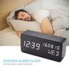 Alarm Clock, Digital Alarm Clock for Bedroom, Wooden Desk Alarm Clock, with Voice Control, Date and Temperature Adjustable, 3 Brightness Display LED