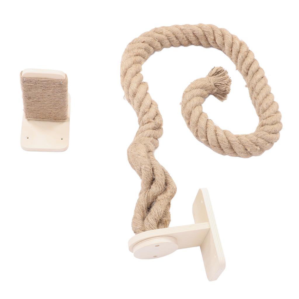 Duvara Monte Edilen İpli Kedi Tırmanma Aparatı Stabil Yapı Çok Fonksiyonlu Etkileşimli Kedi Tırmalama Direği