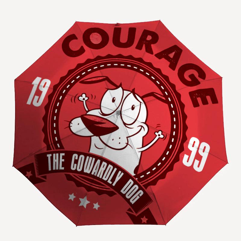 

1pc Courage the Cowardly Dog Automatic Open/Close Folding Umbrella, Windproof 8-Rib Construction, Lightweight Travel Umbrella for Women/Men 35