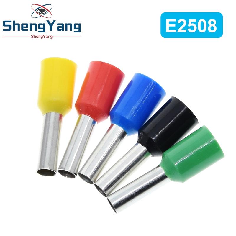 100pcs E0508 E2508 Tubular Wire Cold Pressure Connector Electrical Cable Crimps Wire Ferrules 22AWG Wire VE0508 VE2508