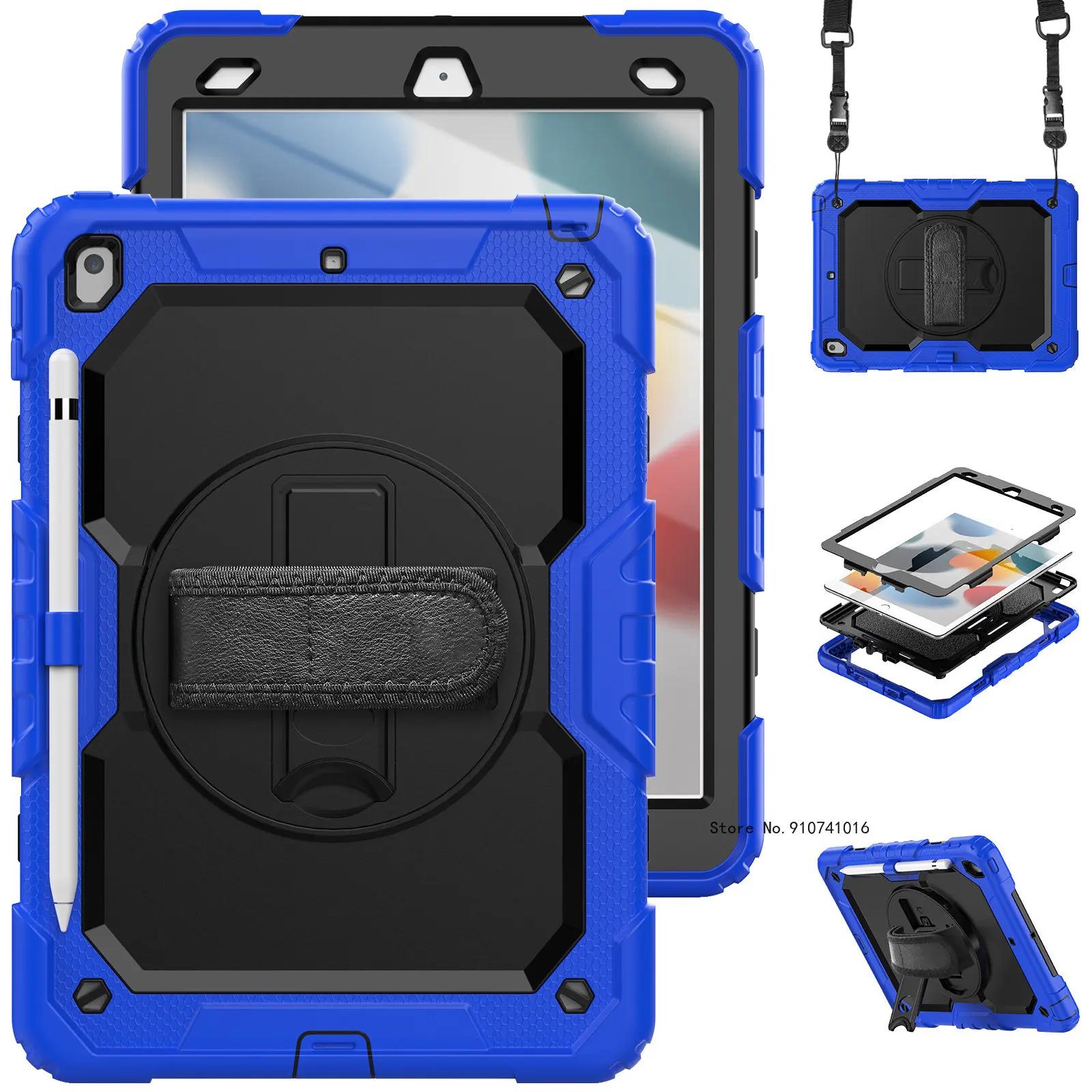 Étui Pour iPad Pro 11 1ère 2ème 3ème 4ème 10.2 7ème 8ème 9ème Air 1 Air 2 Pro 9.7 5ème 6ème mini 6 5 4 Coque+ Protecteur d'Écran PET+ Sangle iPad 8th 10.2 2020