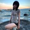 Karrcat Estetica Grunge Top in maglia T-shirt con stampa tatuaggio vintage Wasteland Punk T-shirt irregolare Gothic Alt Streetwear Y2k