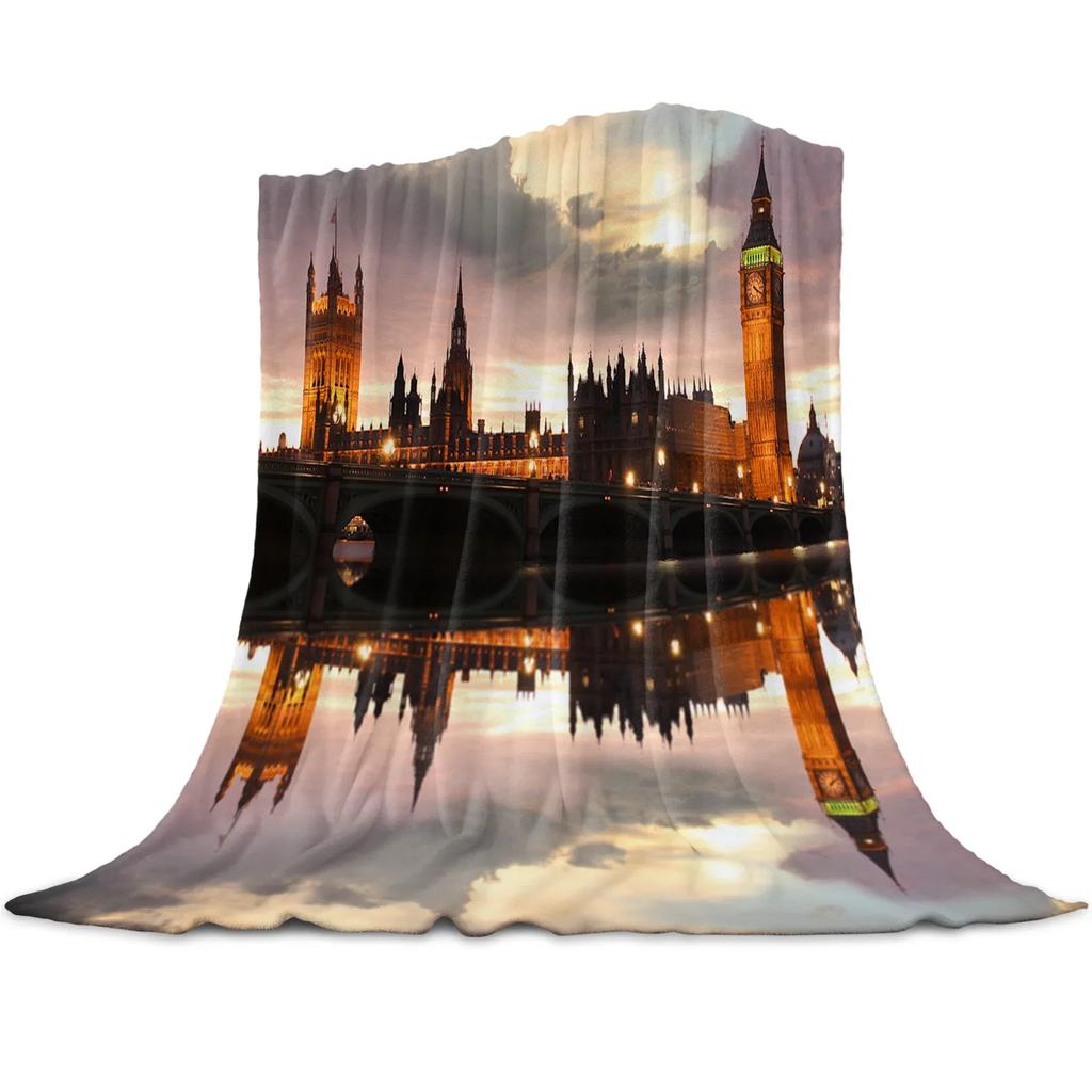 Cabina Telefonica di Londra Coperta in Pile Corallo Lenzuolo Invernale Copriletto Coperta per Divano Letto Leggera Sottile Morbida Calda Coperte in Flanella