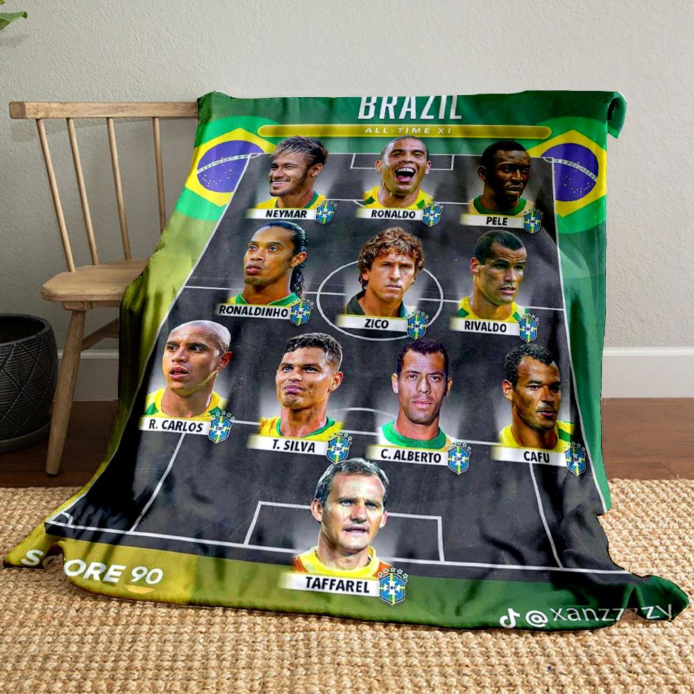 Brazil Football Legends Designed Flannel blanket for bedroom, living room, sofa, and nap