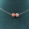 Collier - ABIJOUX - Pierre de soleil - 2 perles 8 mm - Acier inoxydable - Taille personnalisable