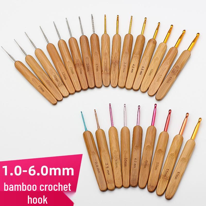 Carbonized Bamboo Handle Crochet Hook for DIY Knitting and Sweaters - Rounded Head