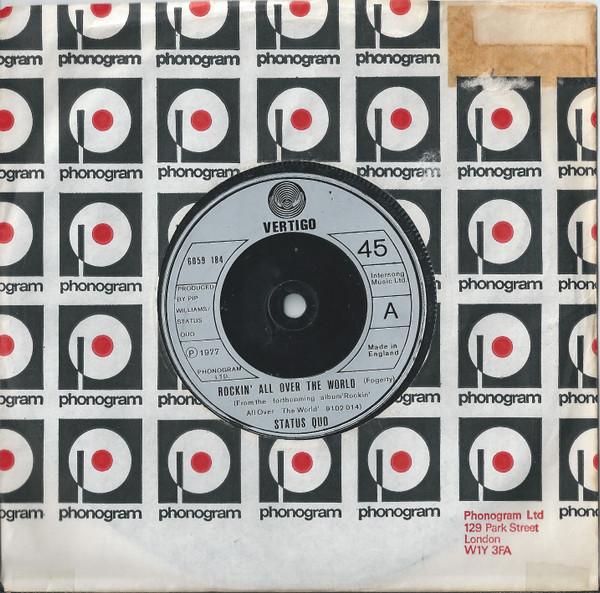 

7inch Record STATUS QUO - Rockin All Over The World CB337 Vertigo 1977 UK Rock Used