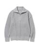KNITTED Soft Cotton Heavy Waffle Half Zip Knit Melange Grey