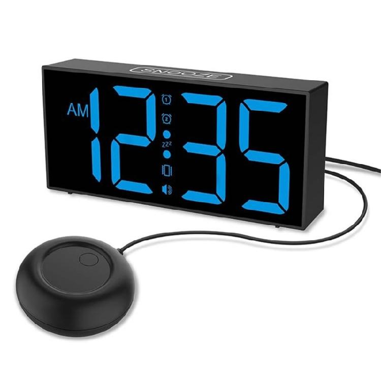 Alarm Clocks for Bedrooms Heavy Sleepers,Vibrating Alarm Clock with Bed Shaker,4Dimmers,Snoozes Brightness Adjustable