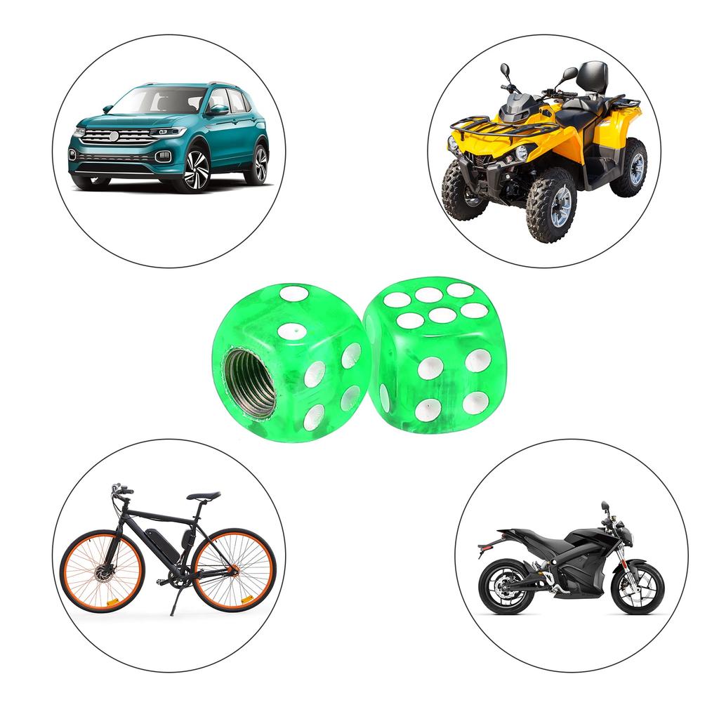 X AUTOHAUX Tire Valve Dice Wheel Air Stem Cap Cover Universal for Car Truck Motorcycle Motorcycle Motorcycle 4pcs Green