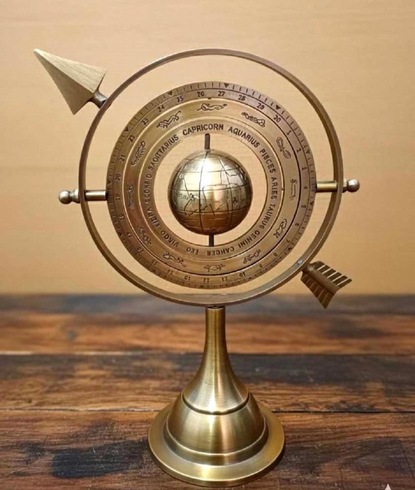 11" Antyczny Mosiężny Sfera Armilarna ze Strzałką – Morska Grawerowana Kula